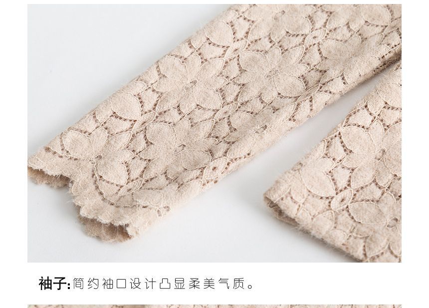 High Neck Lace Blouse with Long Sleeves