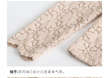 High Neck Lace Blouse with Long Sleeves