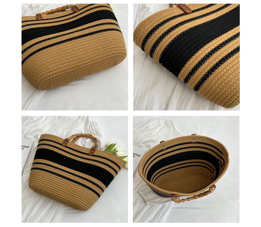 Straw Striped Tote Bag