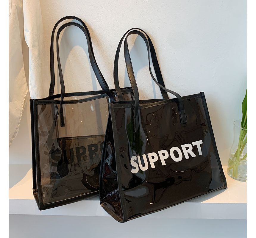 Set: PVC Lettering Tote Bag + Pouch