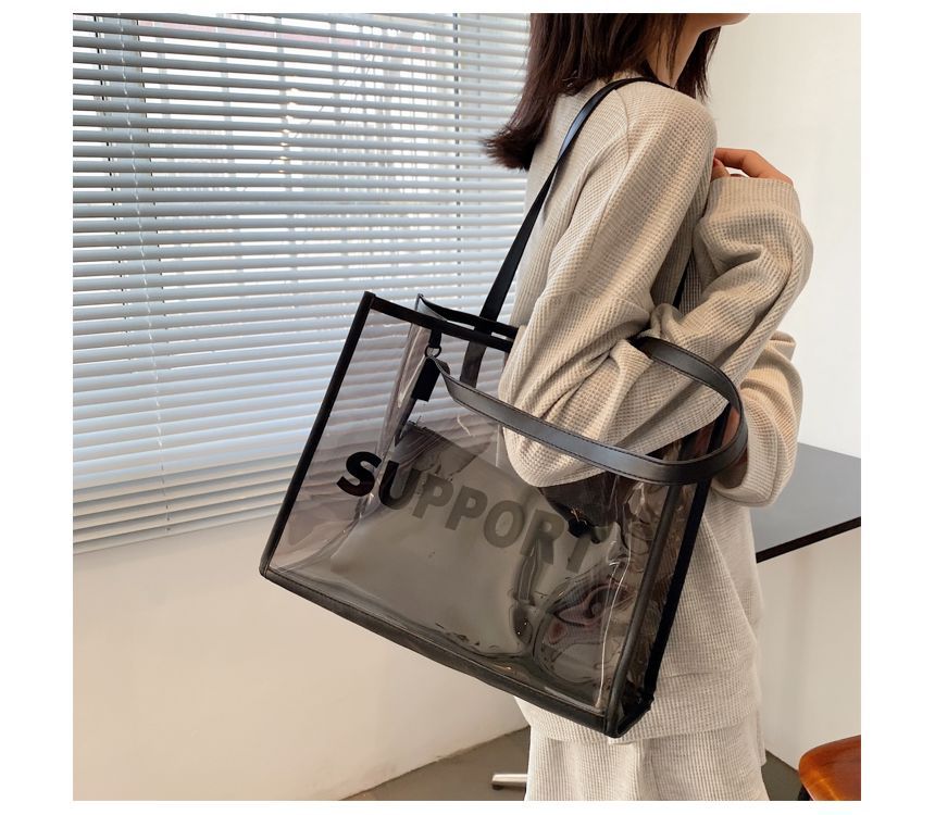 Set: PVC Lettering Tote Bag + Pouch