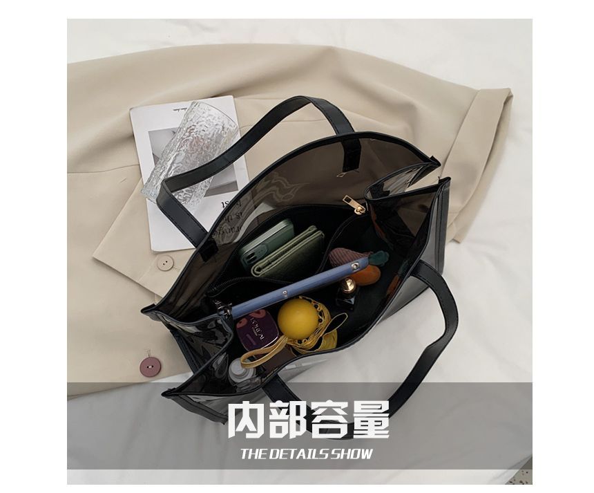 Set: PVC Lettering Tote Bag + Pouch