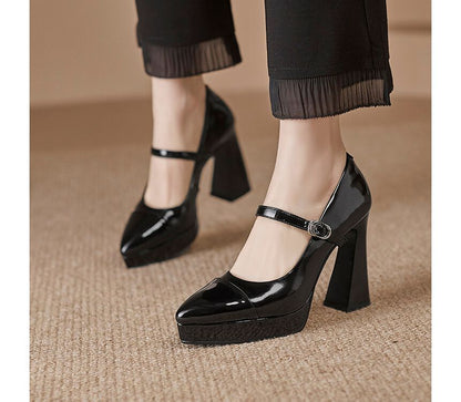 High Heel Pointy Mary Jane Pumps