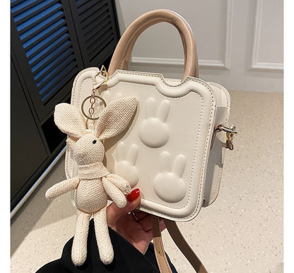 Top Faux Bag Handle Leather Crossbody Rabbit