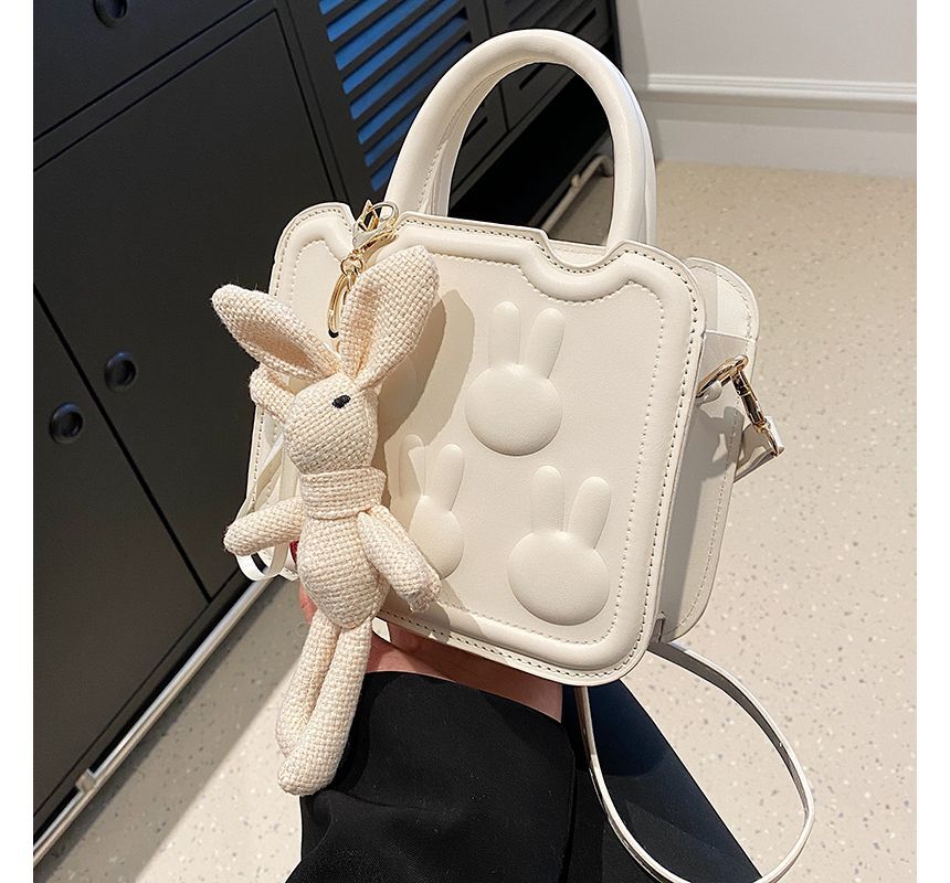 Top Faux Bag Handle Leather Crossbody Rabbit