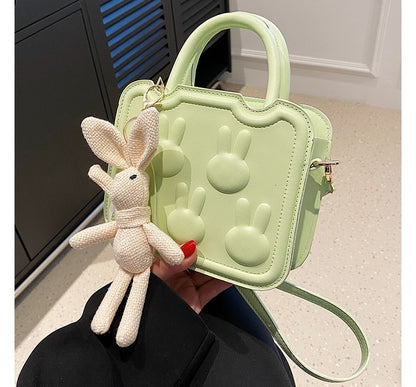 Top Faux Bag Handle Leather Crossbody Rabbit