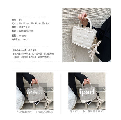 Top Faux Bag Handle Leather Crossbody Rabbit