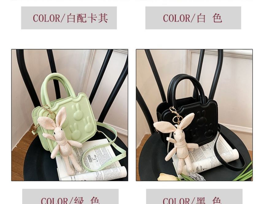 Top Faux Bag Handle Leather Crossbody Rabbit