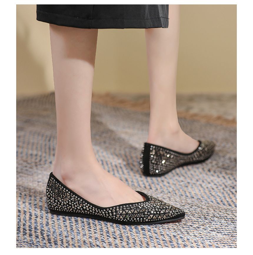 Rhinestone Pointed Flats