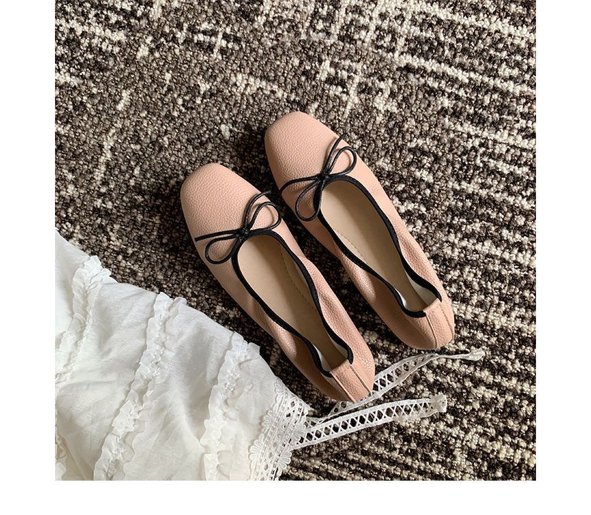 Contrast Trim Ribbon Ballet Flats