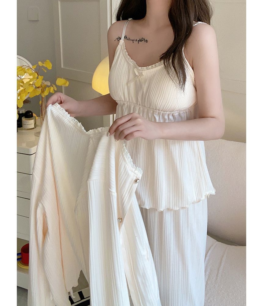 Lace-Trim Pajama Cami and Bottoms Set