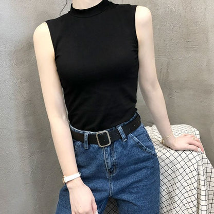 Mock Neck Plain Tank Top