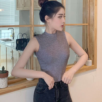 Mock Neck Plain Tank Top