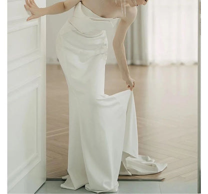 Wedding Gown Mermaid Satin Tube Plain