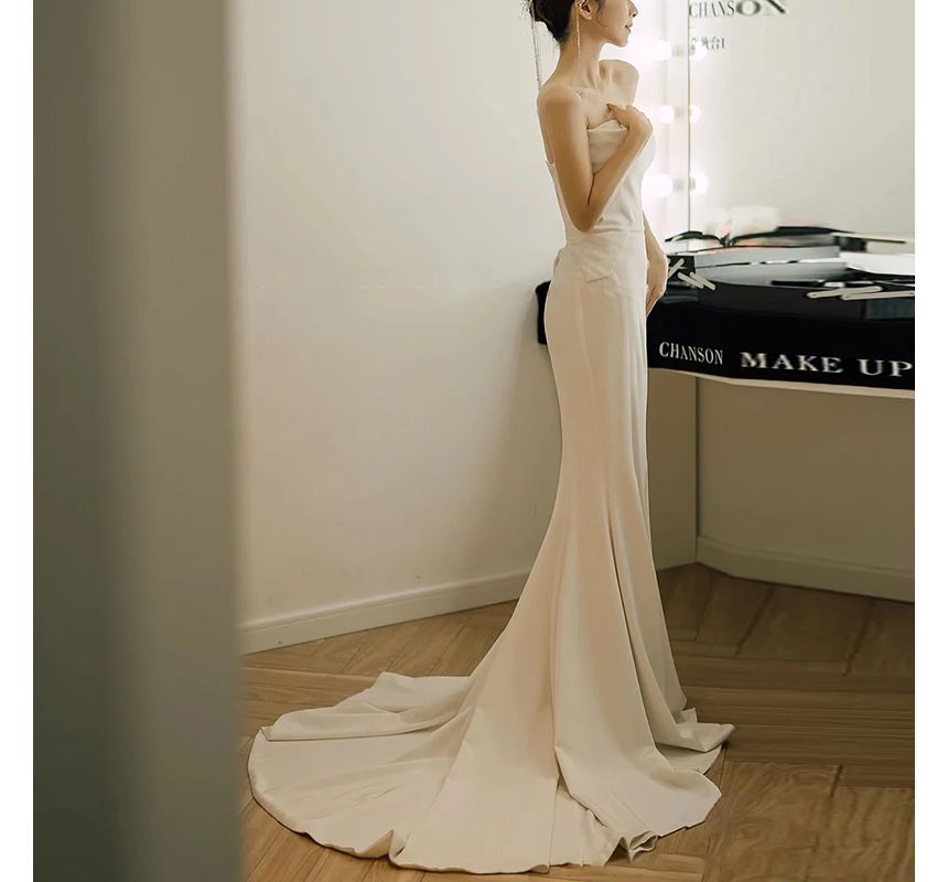 Wedding Gown Mermaid Satin Tube Plain