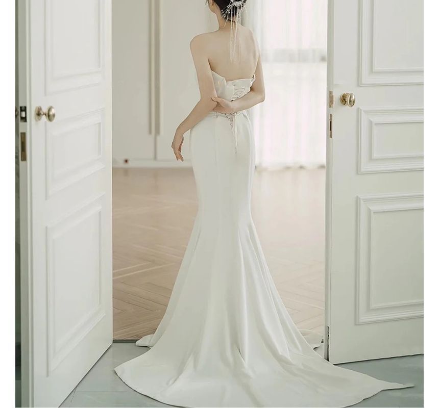 Wedding Gown Mermaid Satin Tube Plain