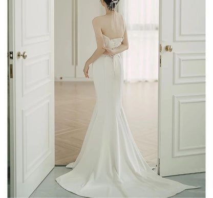Wedding Gown Mermaid Satin Tube Plain