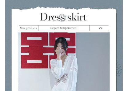 Long-Sleeve V-Neck Plain Ruched Backless Slit Panel Lace Maxi A-Line Cocktail Dress