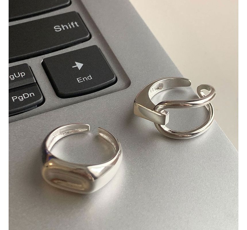 Polished / Asymmetrical Layered Alloy Open Ring