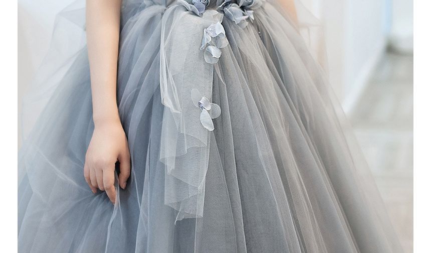 Strapless Mesh A-Line Evening Gown