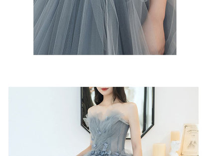 Strapless Mesh A-Line Evening Gown