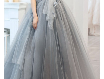 Strapless Mesh A-Line Evening Gown