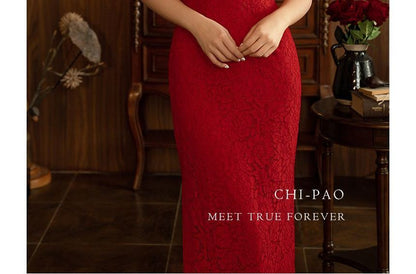 Short-Sleeve Frog Buttoned Plain Midi Sheath Dress