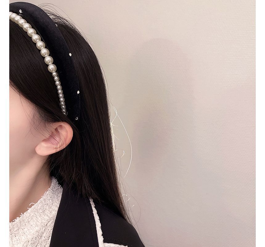 Headband Pearl Velvet Faux