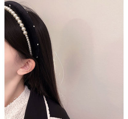 Headband Pearl Velvet Faux