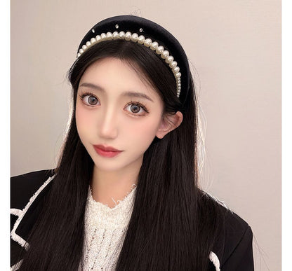 Headband Pearl Velvet Faux