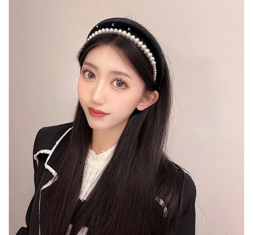 Headband Pearl Velvet Faux