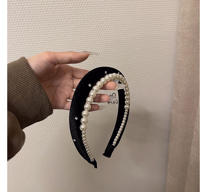 Headband Pearl Velvet Faux