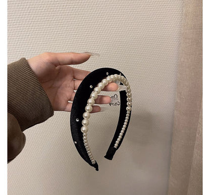 Headband Pearl Velvet Faux
