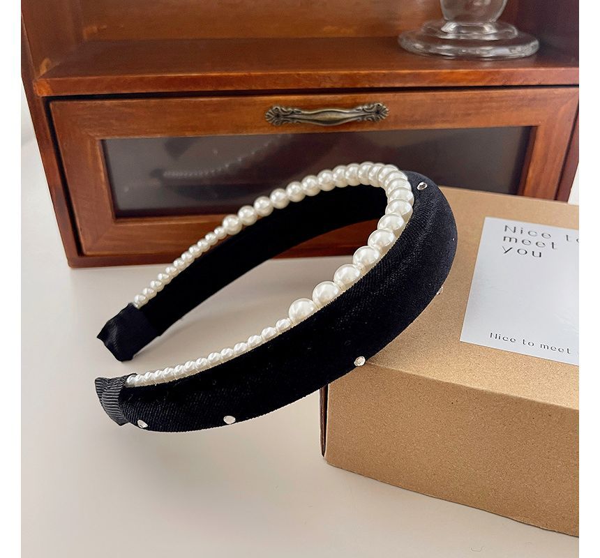 Headband Pearl Velvet Faux