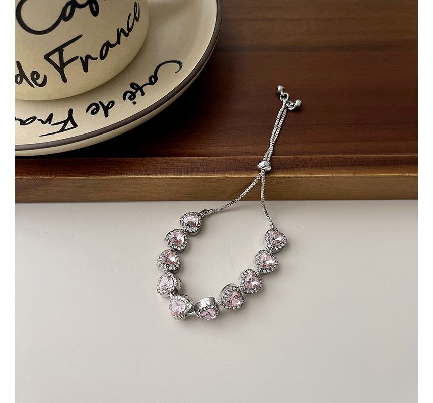 Bracelet Heart Rhinestone Alloy