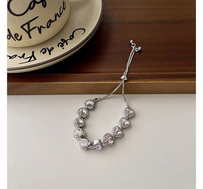 Bracelet Heart Rhinestone Alloy