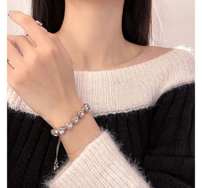 Bracelet Heart Rhinestone Alloy