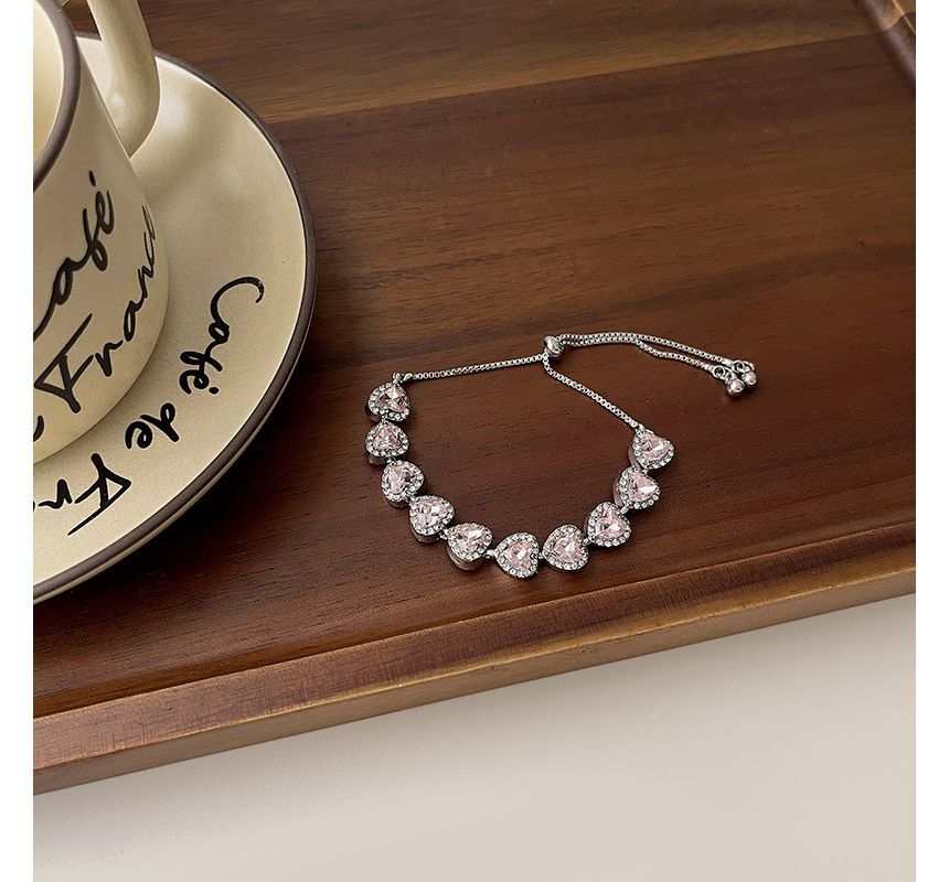 Bracelet Heart Rhinestone Alloy