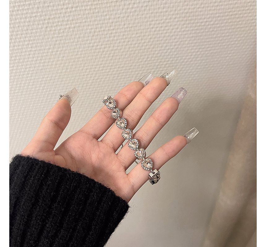 Bracelet Heart Rhinestone Alloy