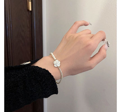 Alloy Faux Pearl Floral Bracelet