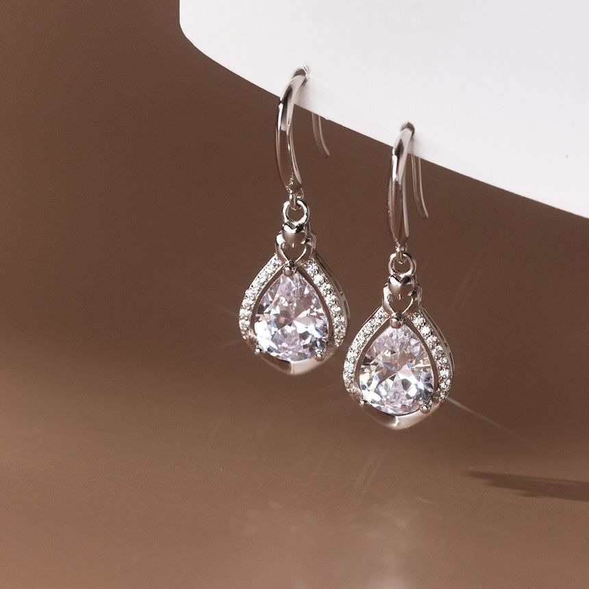 Rhinestone Sterling Silver Drop Earring