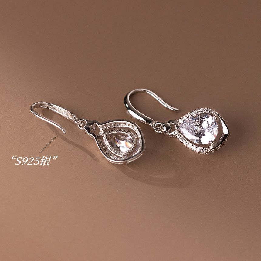 Rhinestone Sterling Silver Drop Earring