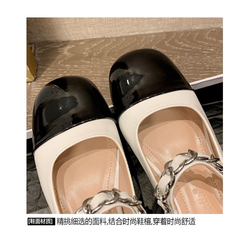 Two-Tone Block Heel Mary Jane Pumps