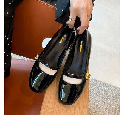 Plain Block Heel Mary Jane Pumps (Various Designs)