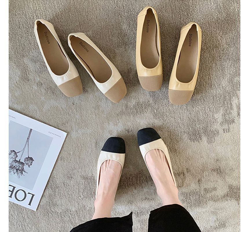Square-Toe Two-Tone Flats