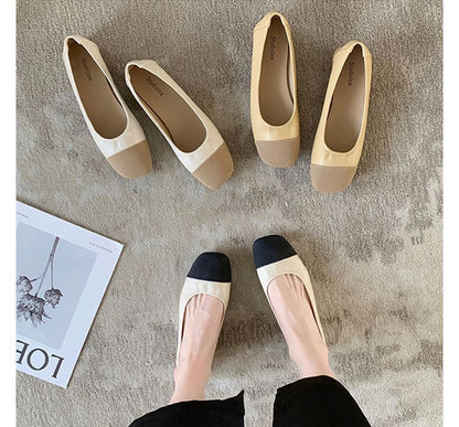 Square-Toe Two-Tone Flats