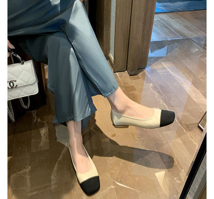 Square-Toe Two-Tone Flats