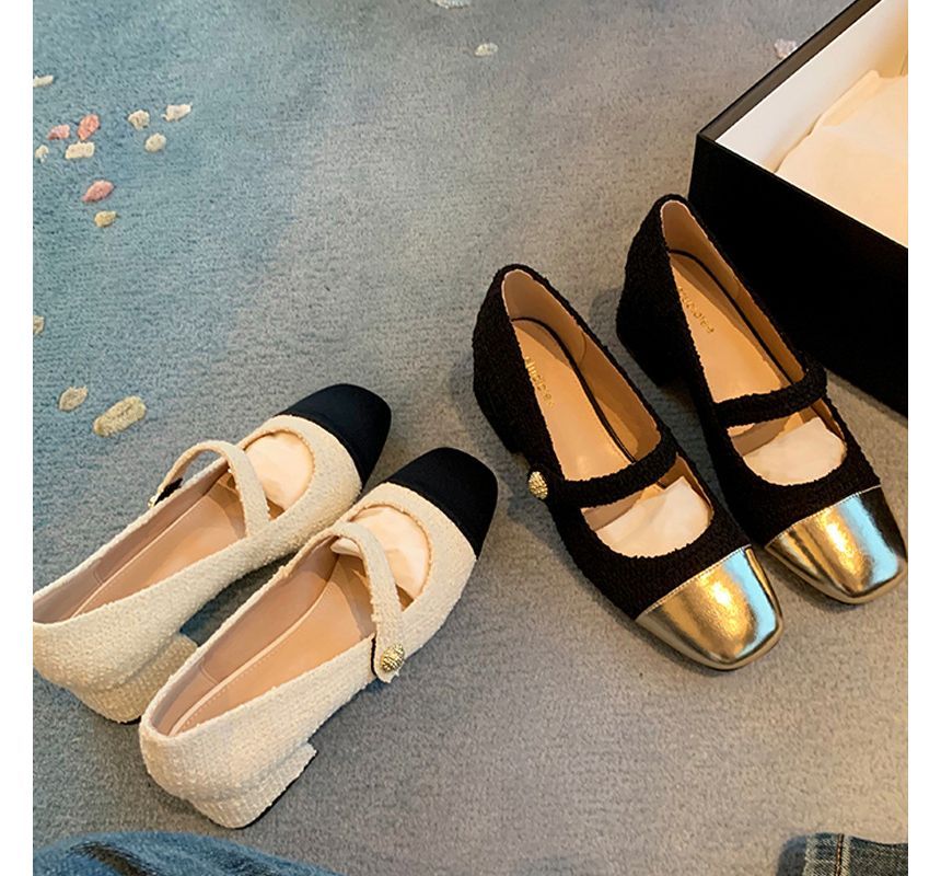 Cap-Toe Block Heel Mary Jane Pumps