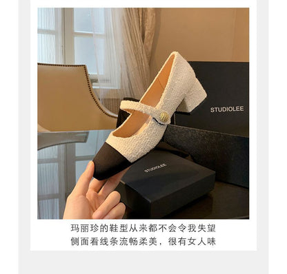 Cap-Toe Block Heel Mary Jane Pumps