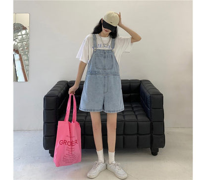 Pullover-Shorts aus verwaschenem Denim